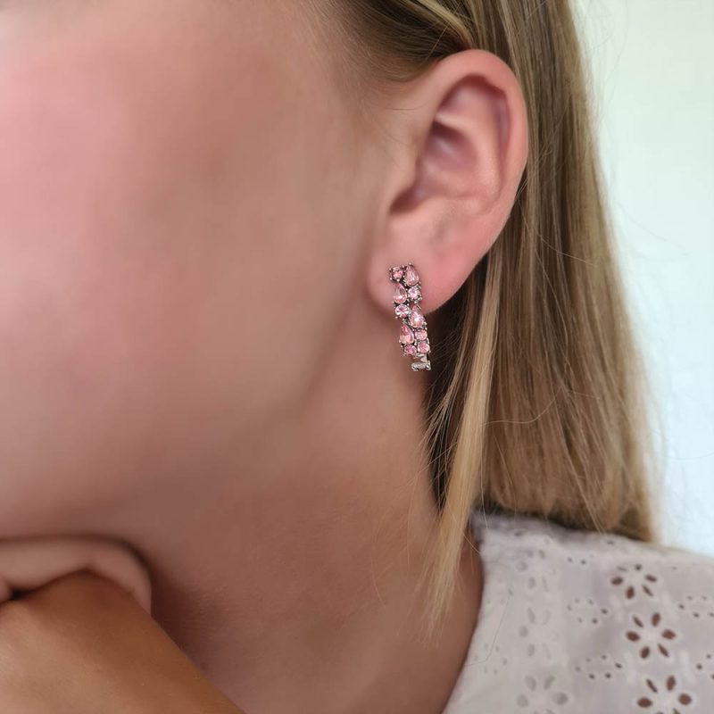 Roze Swarovski Oorbellen