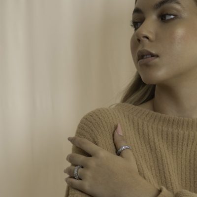Zilverkleurige Swarovski ring