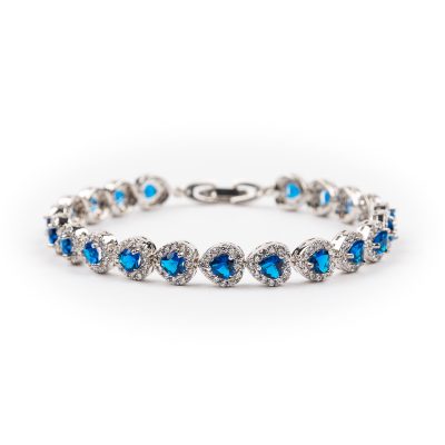 Blauwe Hartjes Tennisarmband met Zirkonia