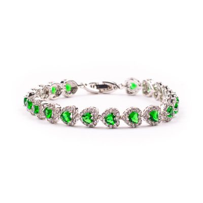 Groene Hartjes Tennisarmband met Zirkonia