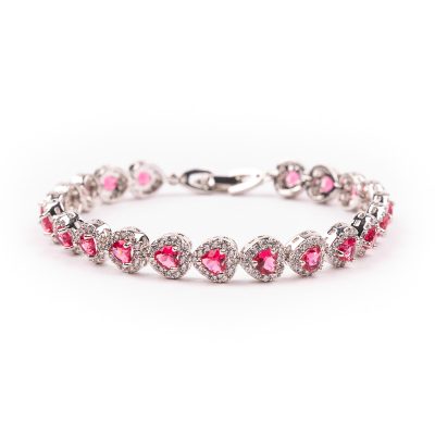 Roze Hartjes Tennisarmband met Zirkonia