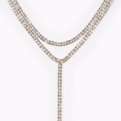 Zilverkleurige Dubbele Choker Ketting
