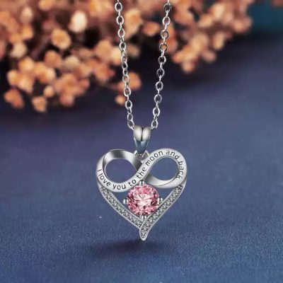 Swarovski Silver Plated Roze Infinity Hart Ketting