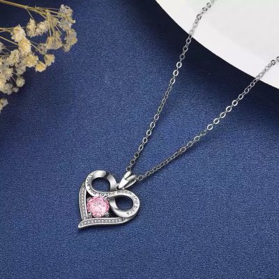 Swarovski Silver Plated Roze Infinity Hart Ketting