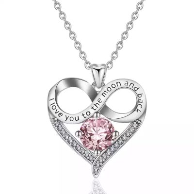 Swarovski Silver Plated Roze Infinity Hart Ketting