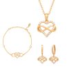 Hartjes Sieraden Set met Goldplated Infinity Hartketting Oorbellen en Armband.