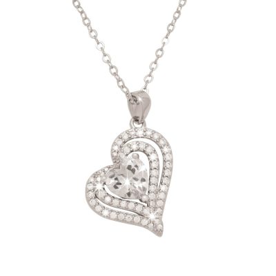 Zirkonia Hart Ketting met Strass