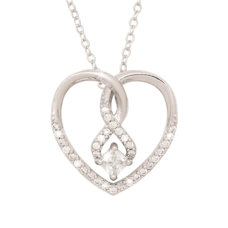 Zilverkleurige Infinity Hartketting met zirkonia