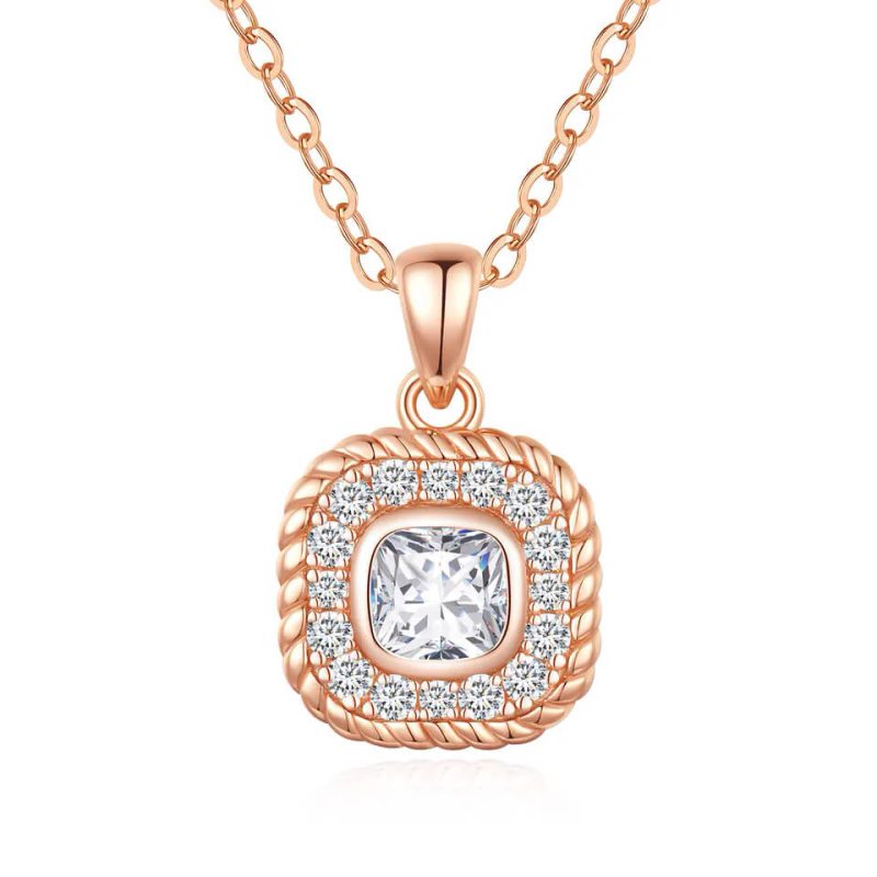 Rosé ketting met witte swarovski hanger