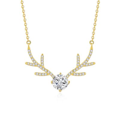 Rendier gold plated ketting met strass