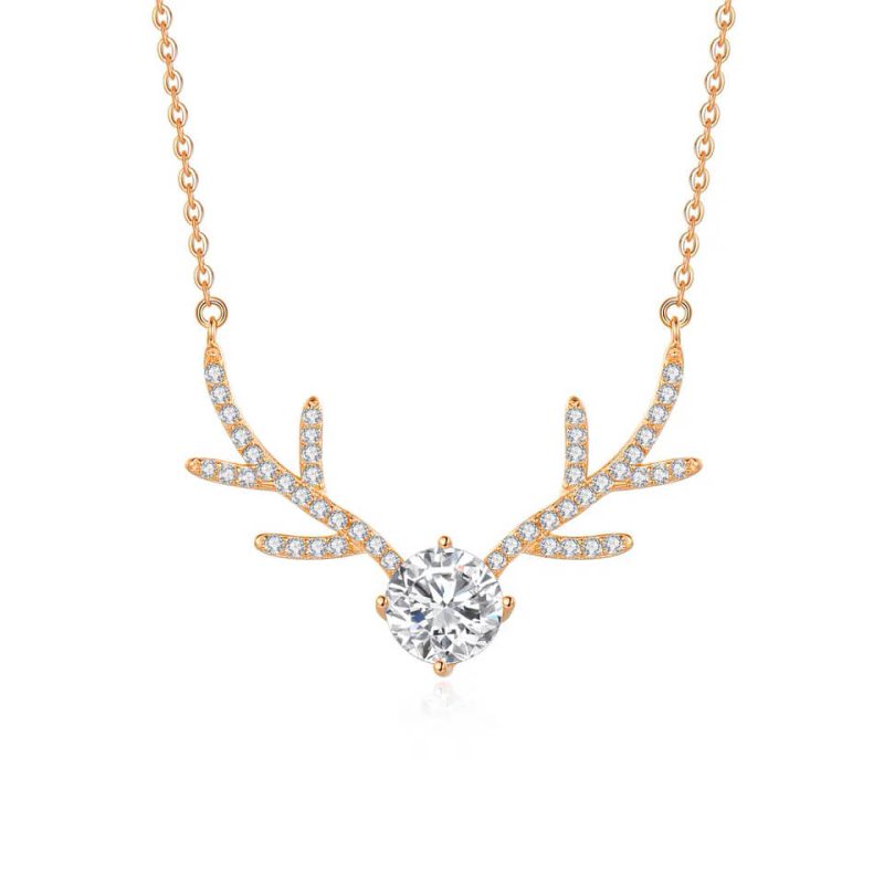 Rendier rosé ketting met strass