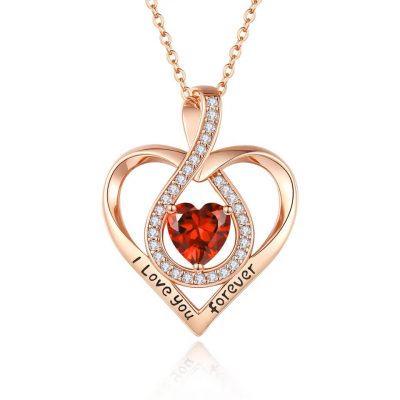 I love you forever ketting met rood Swarovski hartje