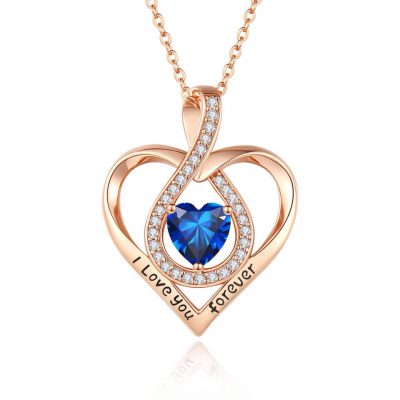 I love you forever ketting met blauw Swarovski hartje