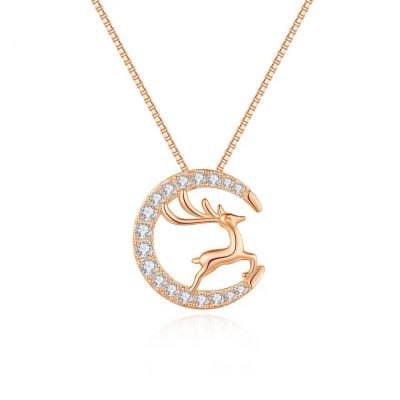 Rosé rendier ketting met strass