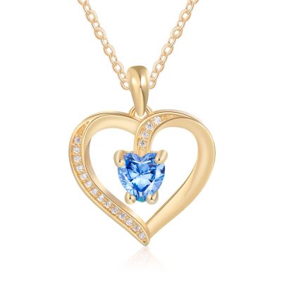 Blauwe Swarovski Hartjes Ketting Gold Plated