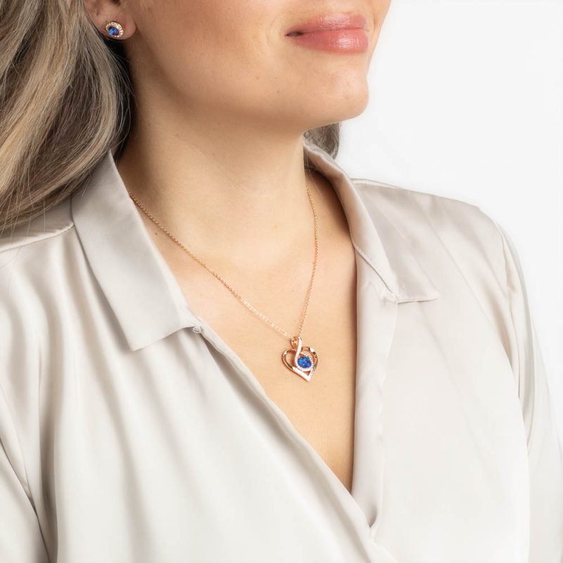 I love you forever ketting met blauw Swarovski hartje