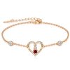 Rosé armband met rood hartje en strass