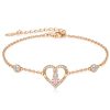 Rosé armband met roze hartje en strass