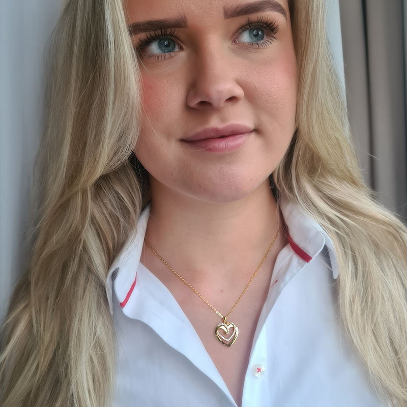 Gold Plated dubbele hart ketting met Swarovski