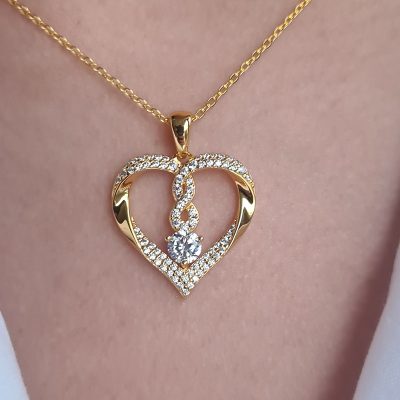 Gold Plated infinity hart ketting met Swarovski