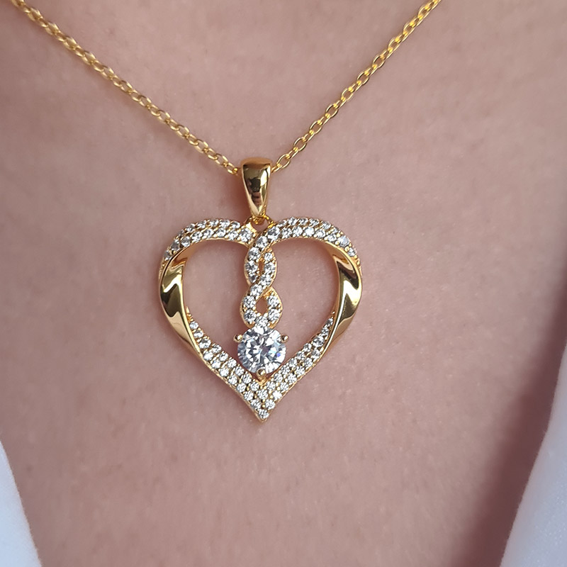 Gold Plated infinity hart ketting met Swarovski