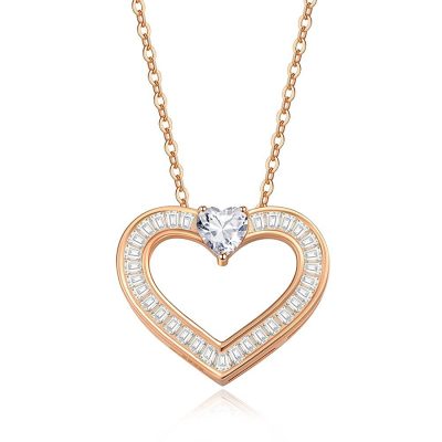 Rose hart ketting met wit Swarovski hartje