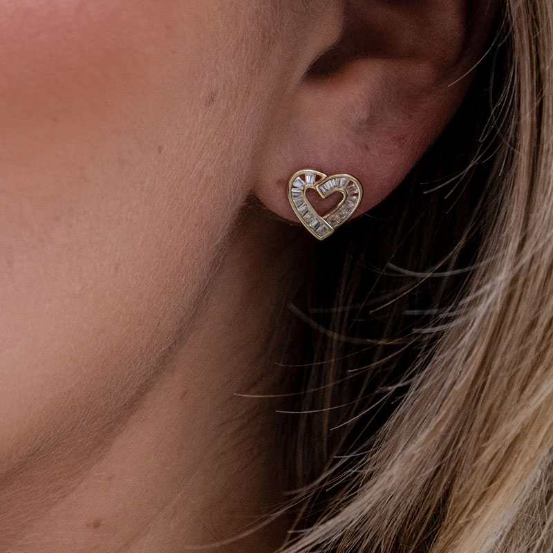 Gold Plated Open Swarovski Hartjes Oorbellen