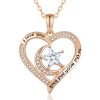 Gold Plated Swarovski Hart ketting maan & ster wit