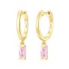 Gold plated oorbellen met roze Swarovski hangertje