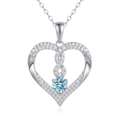 Silver Plated infinity hart ketting met Blauwe Swarovski