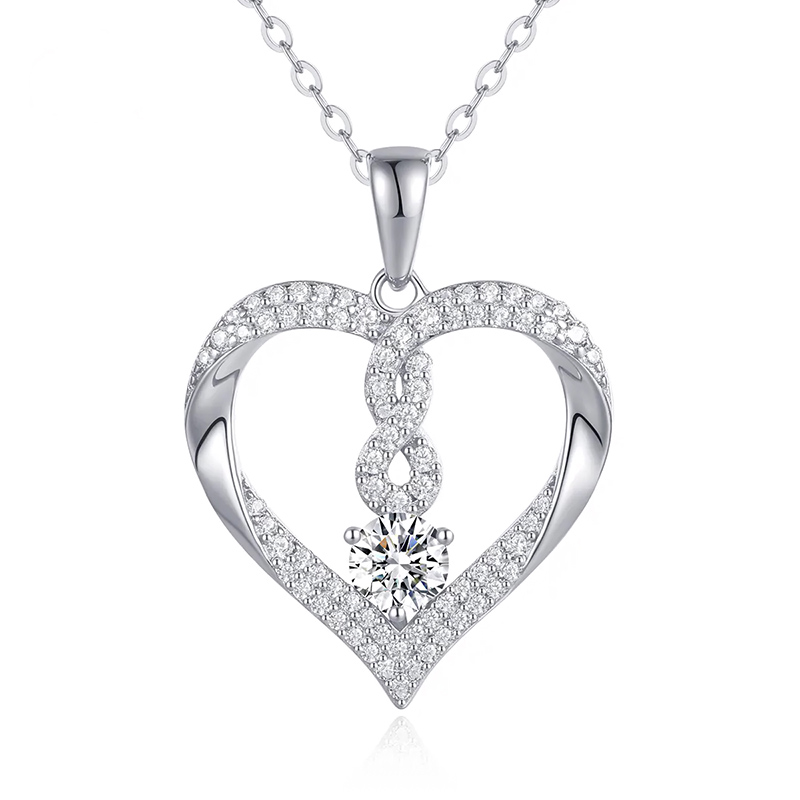 Silver Plated Infinity Hart Ketting met Swarovski
