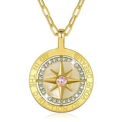 Gold-Plated-Swarovski-Dromenvanger-ketting-met-roze-steen