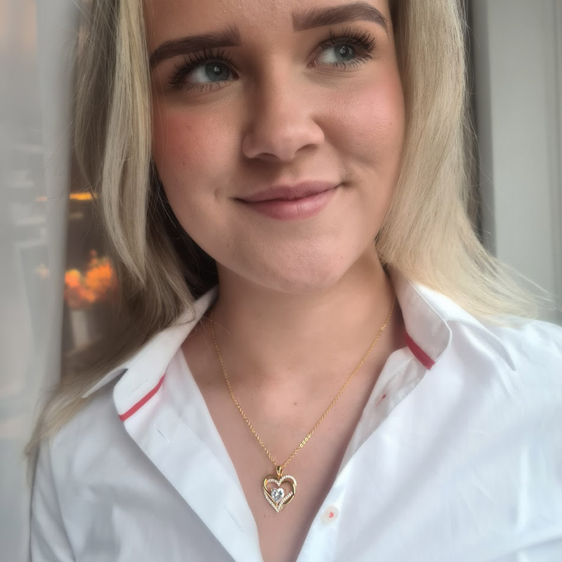 Gold Plated Swarovski hart ketting met wit hartje