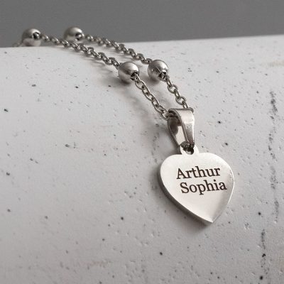 Hartjes Ketting met Namen Silver Plated